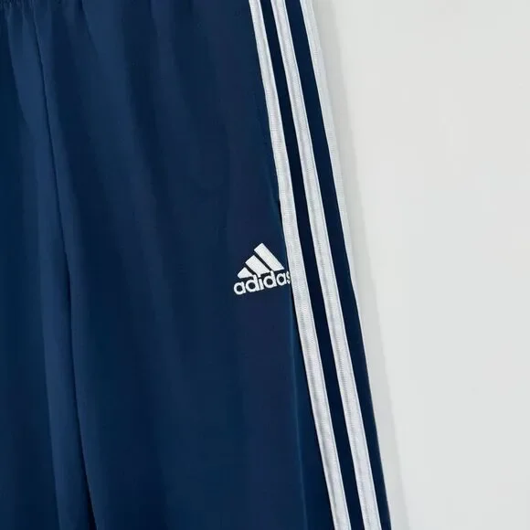 Adidas Track Pants Boys Navy Athletic 3-Stripes Training Bottoms Youth L/G 14/16 - Picture 2 of 7